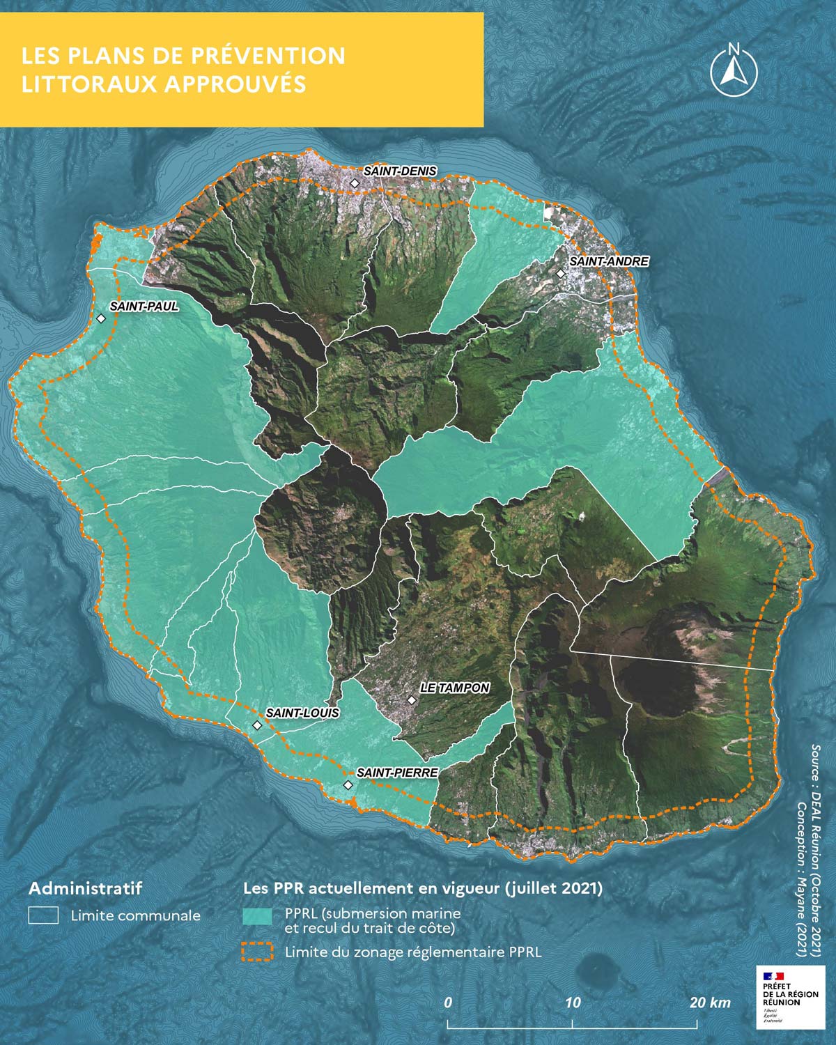 Les types de PPR littoraux en vigueur à La Réunion.