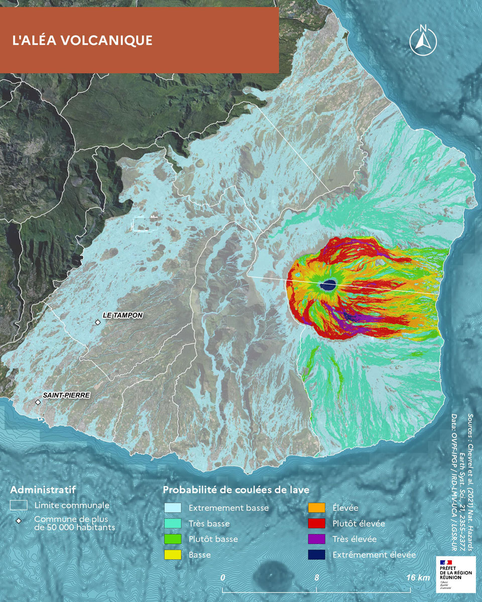 Carte de l'aléa coulée de lave à La Réunion